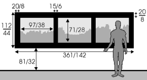Diagram showing dimensions
of "The EuroDisney Triptych" by Ernest Ruckle